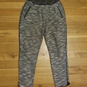 Black and white polyester joggers